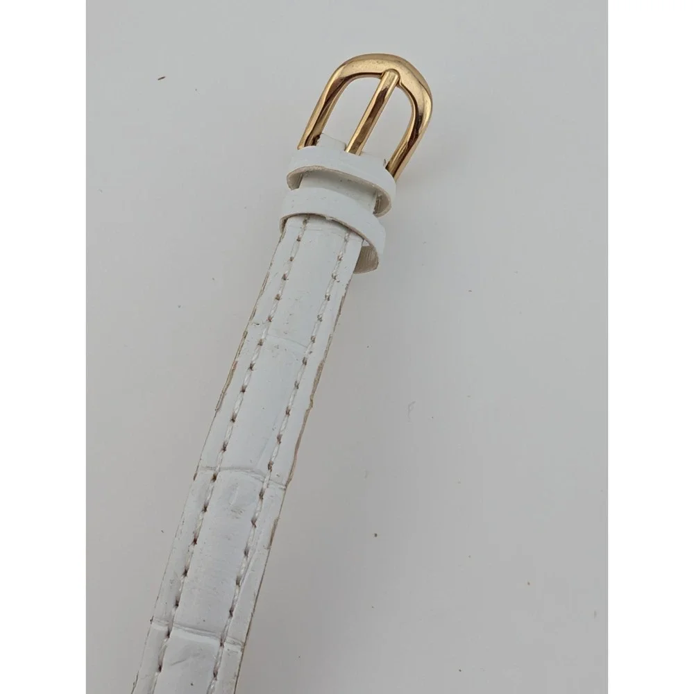 Studio‎ Time Watch Women 21mm Gold Case MOP Dial White Band- New Battery